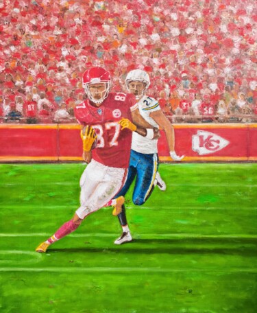 Schilderij getiteld "Football Painting S…" door Larisa Raevskaia, Origineel Kunstwerk, Olie