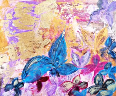 Pittura intitolato "Blue Flowers Painti…" da Larisa Raevskaia, Opera d'arte originale, Acrilico