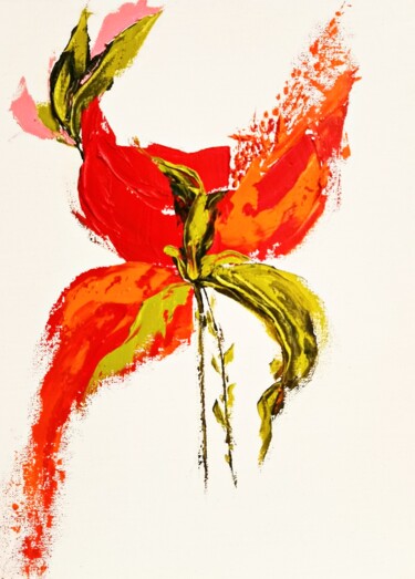 Painting titled "Poppy Painting Oil…" by Larisa Raevskaia, Original Artwork, Oil
