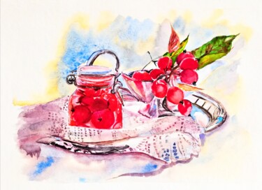 Painting titled "Apples Painting Wat…" by Larisa Raevskaia, Original Artwork, Watercolor