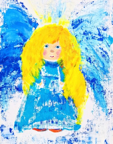 Malerei mit dem Titel "Angel Painting Holi…" von Larisa Raevskaia, Original-Kunstwerk, Acryl
