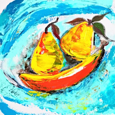 Malerei mit dem Titel "Pear Painting Still…" von Larisa Raevskaia, Original-Kunstwerk, Acryl