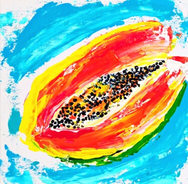 Картина под названием "Papay Painting Frui…" - Larisa Raevskaia, Подлинное произведение искусства, Акрил