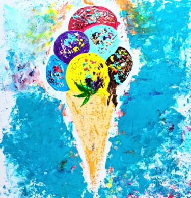 Pintura intitulada "Ice Cream Painting…" por Larisa Raevskaia, Obras de arte originais, Acrílico
