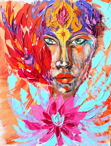 Картина под названием "Goddess Painting Fu…" - Larisa Raevskaia, Подлинное произведение искусства, Акрил