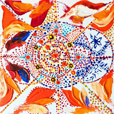 Картина под названием "Mandala Painting Sa…" - Larisa Raevskaia, Подлинное произведение искусства, Акрил
