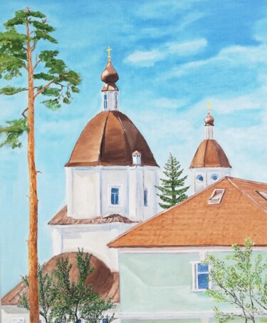 Peinture intitulée "Church Painting Aut…" par Larisa Raevskaia, Œuvre d'art originale, Huile