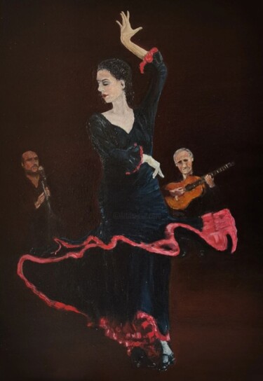 Malarstwo zatytułowany „Flamenco Painting D…” autorstwa Larisa Raevskaia, Oryginalna praca, Olej