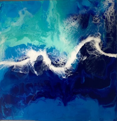 Painting titled "Ocean Depths" by Larisa Robins, Original Artwork, Acrylic Mounted on Wood Stretcher frame