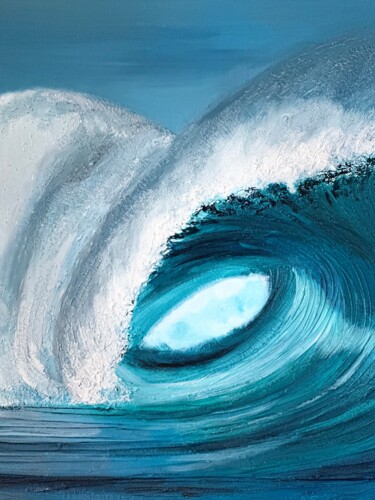 Painting titled "Wave" by Larisa Robins, Original Artwork, Acrylic Mounted on Wood Panel