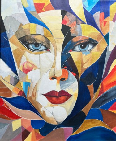 Peinture intitulée "Venetian mask" par Larisa Robins, Œuvre d'art originale, Acrylique Monté sur Châssis en bois