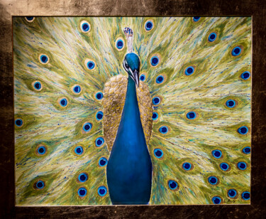 Sculpture intitulée "Peacock happiness" par Larisa Ruy, Œuvre d'art originale, Os