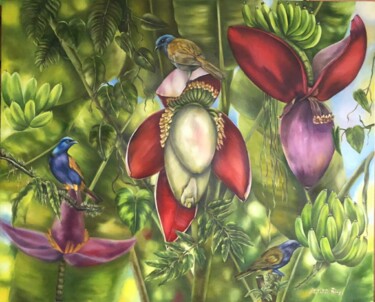 Painting titled "In Paradise" by Larisa Ruy, Original Artwork, Oil