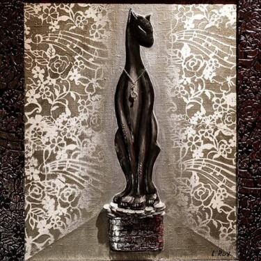 Sculpture titled "Musical cat" by Larisa Ruy, Original Artwork, Acrylic