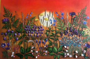 Malerei mit dem Titel "Summer sunset" von Larisa Ruy, Original-Kunstwerk, Acryl