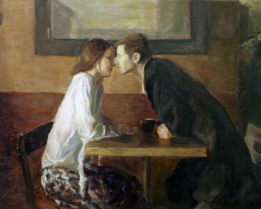 Peinture intitulée "Kiss" par Larisa Semakova, Œuvre d'art originale, Huile