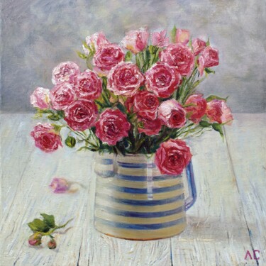 Peinture intitulée "Букет роз" par Larisa Semakova, Œuvre d'art originale, Huile