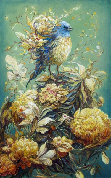 Painting titled "The bird of paradise" by Larisa Semakova, Original Artwork, Oil