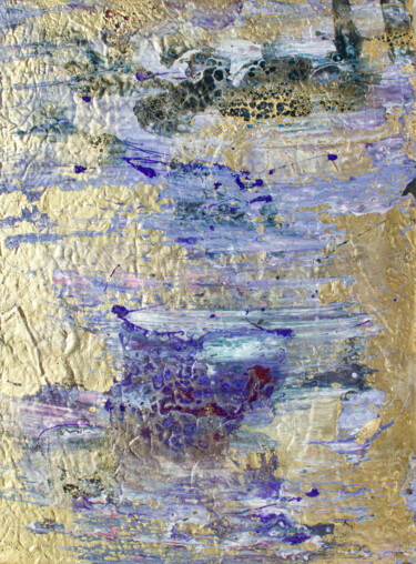 Peinture intitulée "Gold and purple" par Larisa Siverina, Œuvre d'art originale, Acrylique