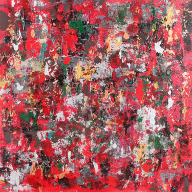 Schilderij getiteld "Red grunge" door Larisa Siverina, Origineel Kunstwerk, Acryl