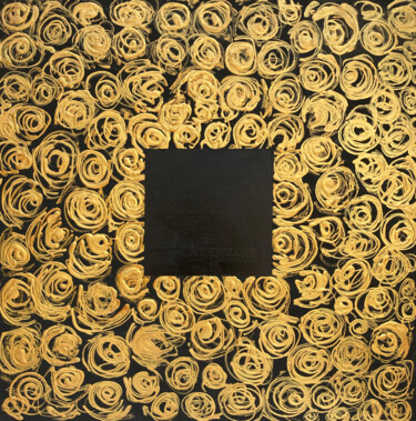 Peinture intitulée "Golden roses" par Larisa Siverina, Œuvre d'art originale, Acrylique