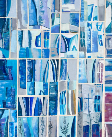 Painting titled "Blue windows" by Larisa Siverina, Original Artwork, Acrylic