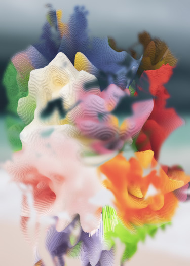 Digitale Kunst mit dem Titel "Blue blossom" von Larisa Siverina, Original-Kunstwerk, Digitale Malerei