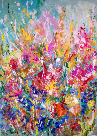 Картина под названием "Summer meadow" - Larisa Siverina, Подлинное произведение искусства, Акрил