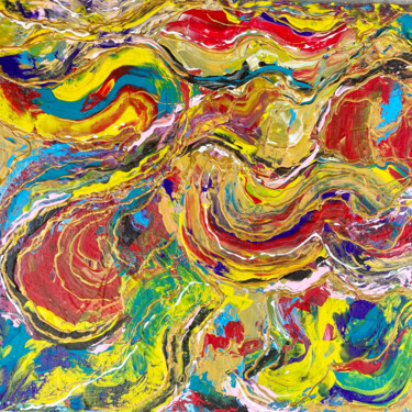 Pittura intitolato "Colored abstract sea" da Larisa Siverina, Opera d'arte originale, Acrilico