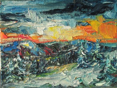 Pintura intitulada "Северное сияние" por Larisa Tkach, Obras de arte originais, Óleo