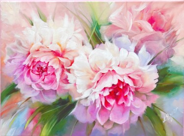 Schilderij getiteld "Pink Fluids" door Larissa Egner, Origineel Kunstwerk, Olie