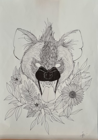 Drawing titled "Hyene" by Larissa Pi, Original Artwork, Pencil