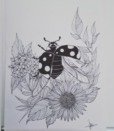 Drawing titled "Coccinelle" by Larissa Pi, Original Artwork, Pencil