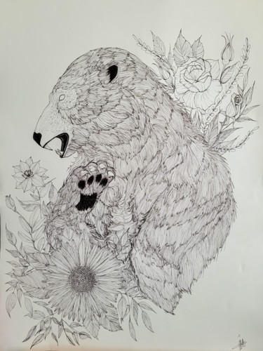 Dessin intitulée "Polar bear" par Larissa Pi, Œuvre d'art originale, Crayon
