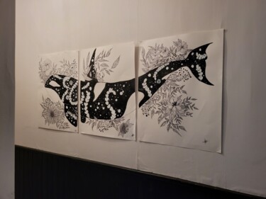 Tekening getiteld "Orca" door Larissa Pi, Origineel Kunstwerk, Acryl