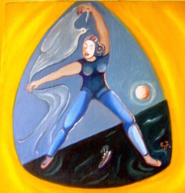 Schilderij getiteld "in de lucht" door Christiane Jean, Origineel Kunstwerk