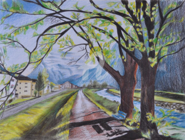 Desenho intitulada "A estrada" por Larissa Lima, Obras de arte originais, Lápis