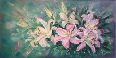 Картина под названием "Lilies" - Olga Larina, Подлинное произведение искусства, Масло