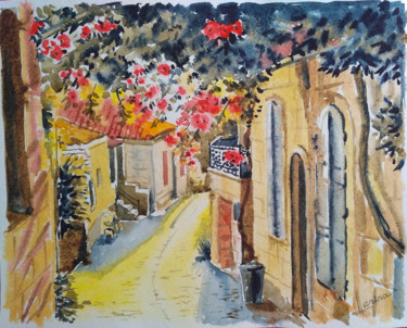 Painting titled "Old street of Italy" by Olga Larina, Original Artwork, Watercolor