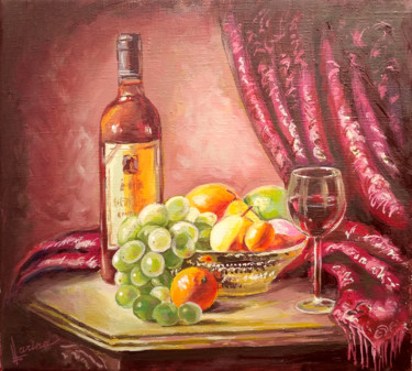 Painting titled "Still life with fru…" by Olga Larina, Original Artwork, Oil