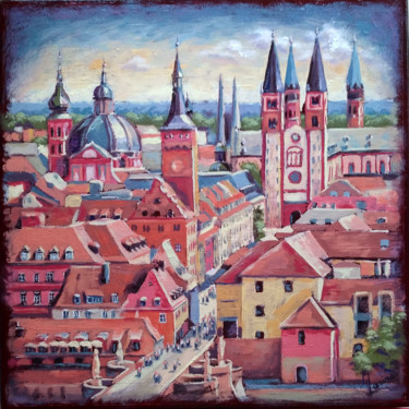 Картина под названием "Fairytale Würzburg" - Olga Larina, Подлинное произведение искусства, Масло