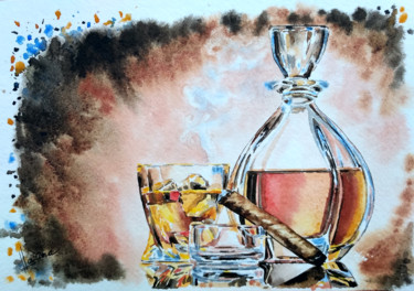 Painting titled "Relaxation" by Olga Larina, Original Artwork, Watercolor