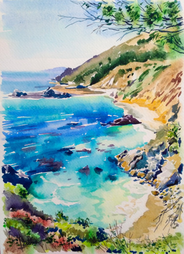 Картина под названием "Monterey bay" - Olga Larina, Подлинное произведение искусства, Акварель