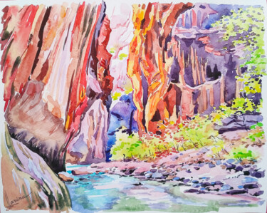 Schilderij getiteld "Arizona nature" door Olga Larina, Origineel Kunstwerk, Aquarel