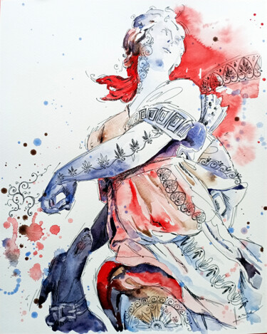 Painting titled "New classic. Antiqu…" by Olga Larina, Original Artwork, Watercolor