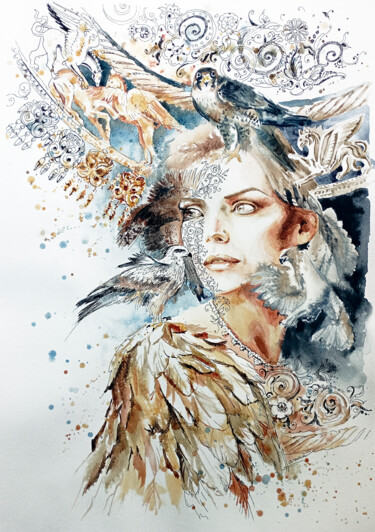 Peinture intitulée "Scythian strength a…" par Olga Larina, Œuvre d'art originale, Aquarelle