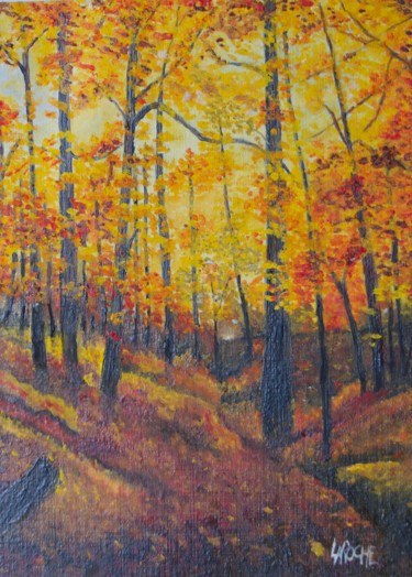 Painting titled "Chemin creux" by Pierre Laroche, Original Artwork, Oil