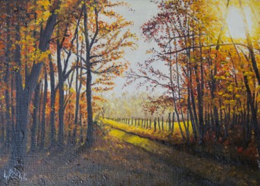 Peinture intitulée "Countryside in fall" par Pierre Laroche, Œuvre d'art originale, Huile
