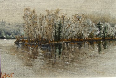 Peinture intitulée "Ilot en hiver" par Pierre Laroche, Œuvre d'art originale, Huile