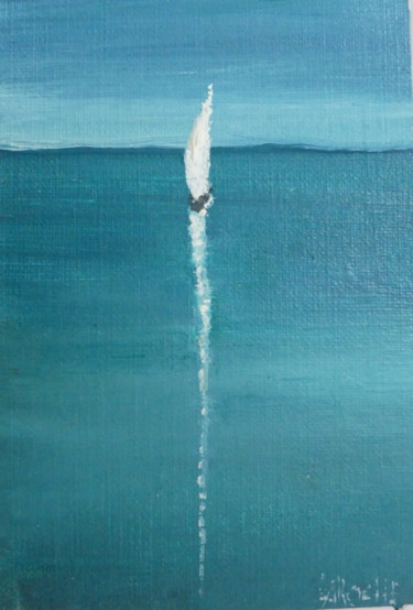 Painting titled "Solitaire en mer" by Pierre Laroche, Original Artwork, Oil